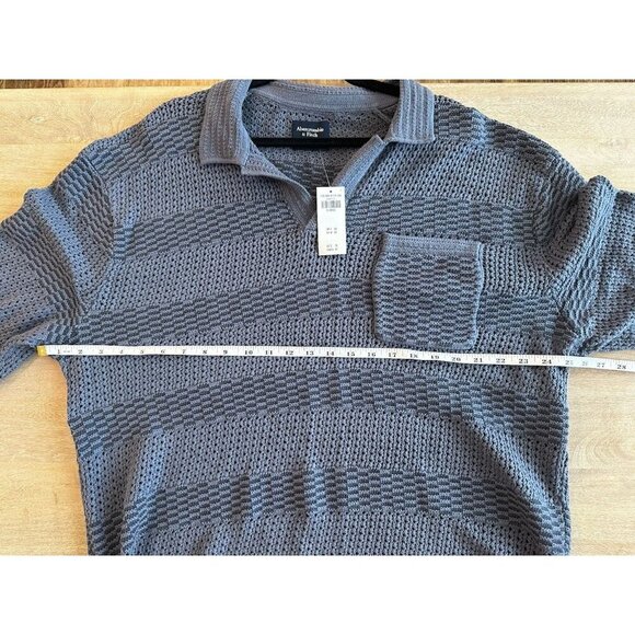 Abercrombie NWT Men's Short Sleeve Knit Polo in Blue Size XL - Picture 5 of 7